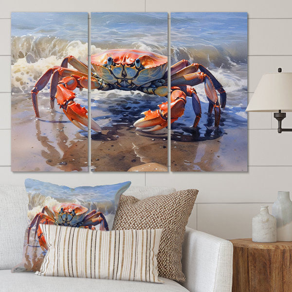 Highland Dunes Crab II On Canvas 3 Pieces Print Wayfair